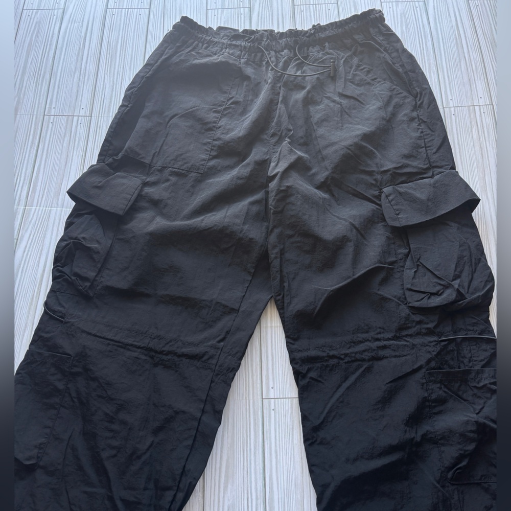 Garage Black Cargo Parachute Pants